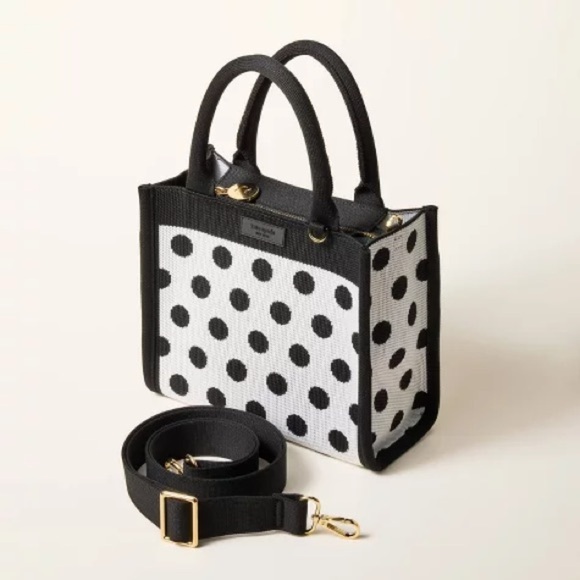 Polybagged Kate Spade x Target Polka Dot Knit Crossbody Bag, Black/White, NWT - Picture 1 of 6